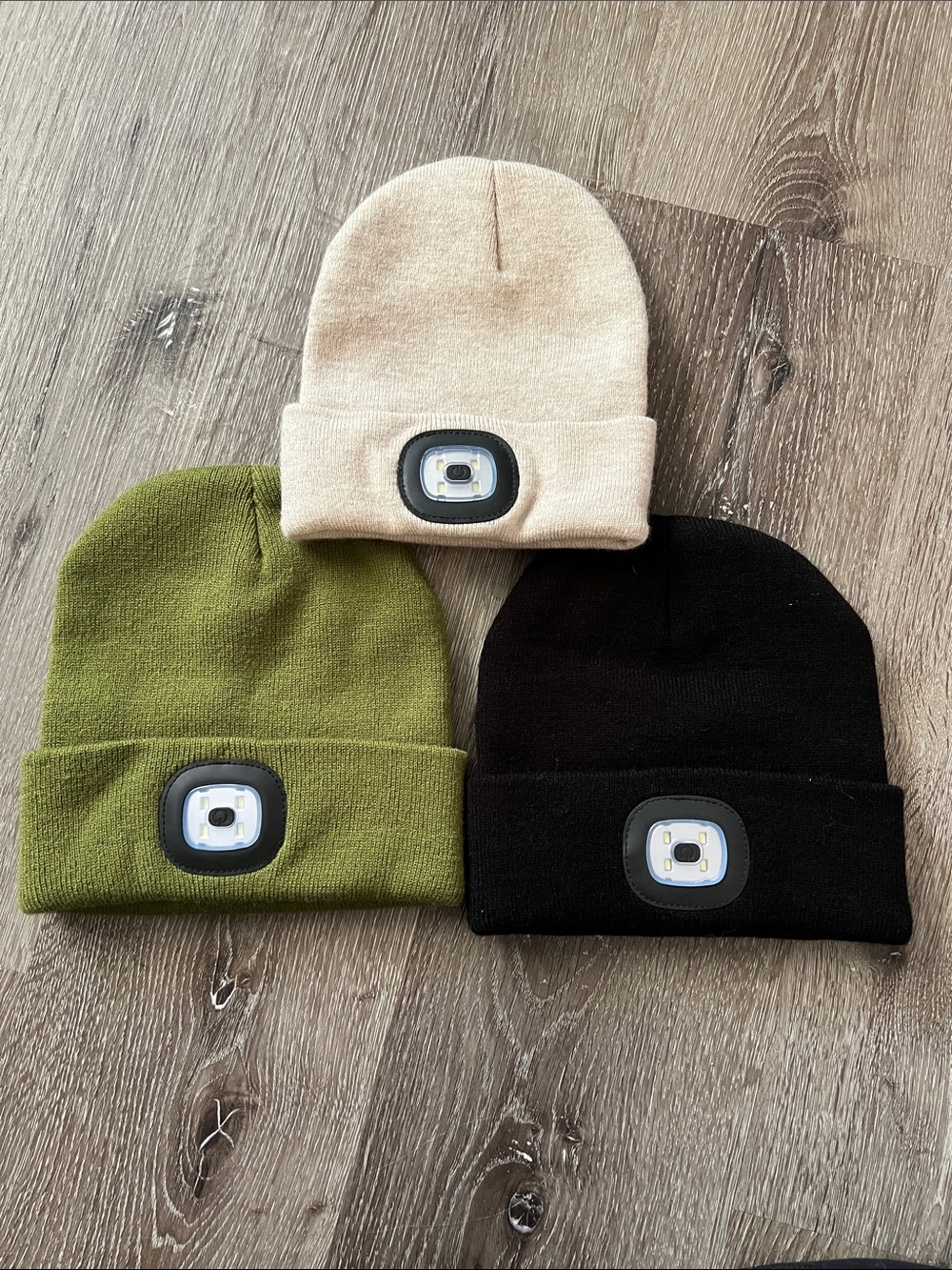 Men’s LED Beanie Hat - Black, Olive, Cream